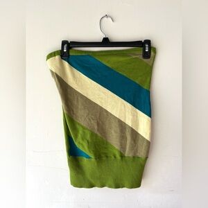 Xhilaration Diagonal Green, Teal & Cream stripe tube top